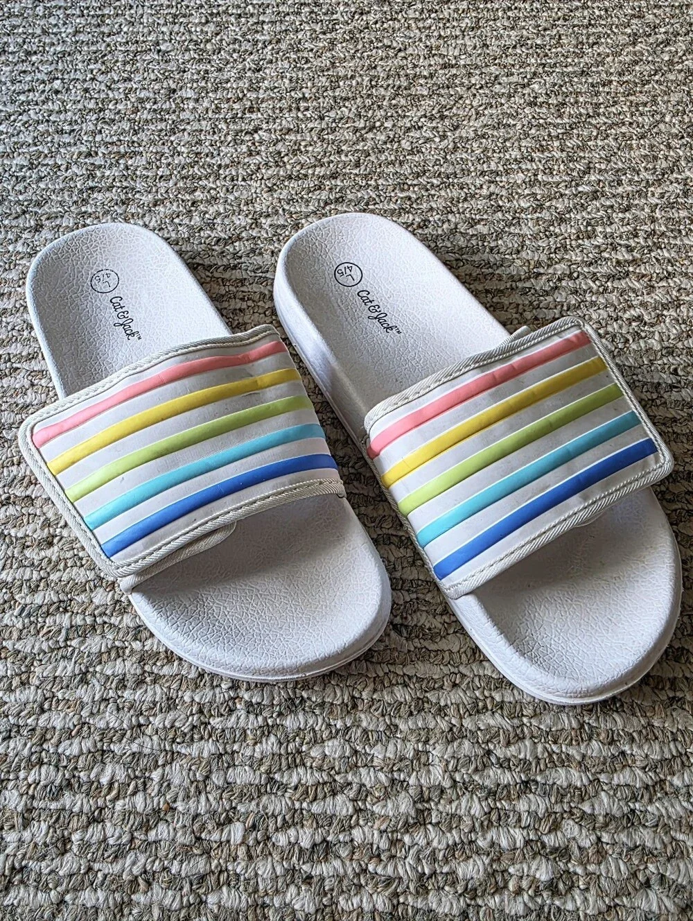 Cat & Jack Rainbow Stripe Slides